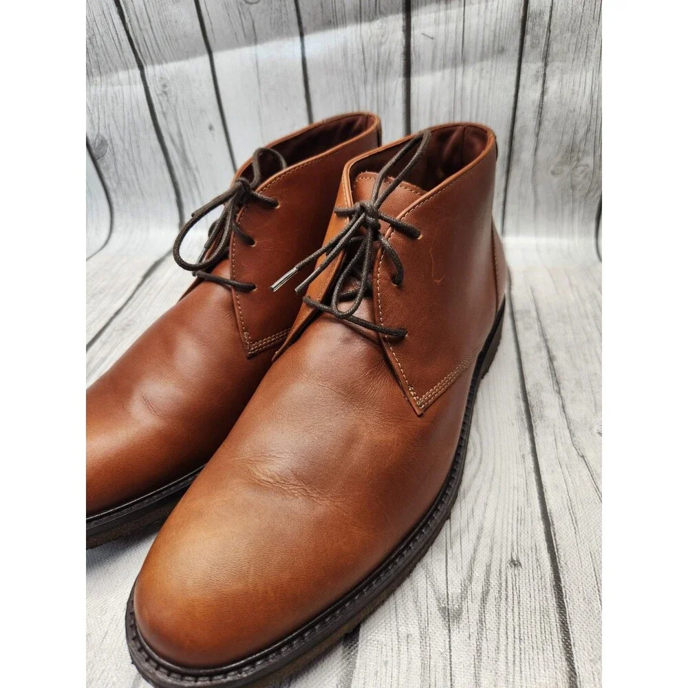 Johnston Murphy Copeland Mens 11.5 M Brown Leather Crepe Sole Ankle Chukka Boots